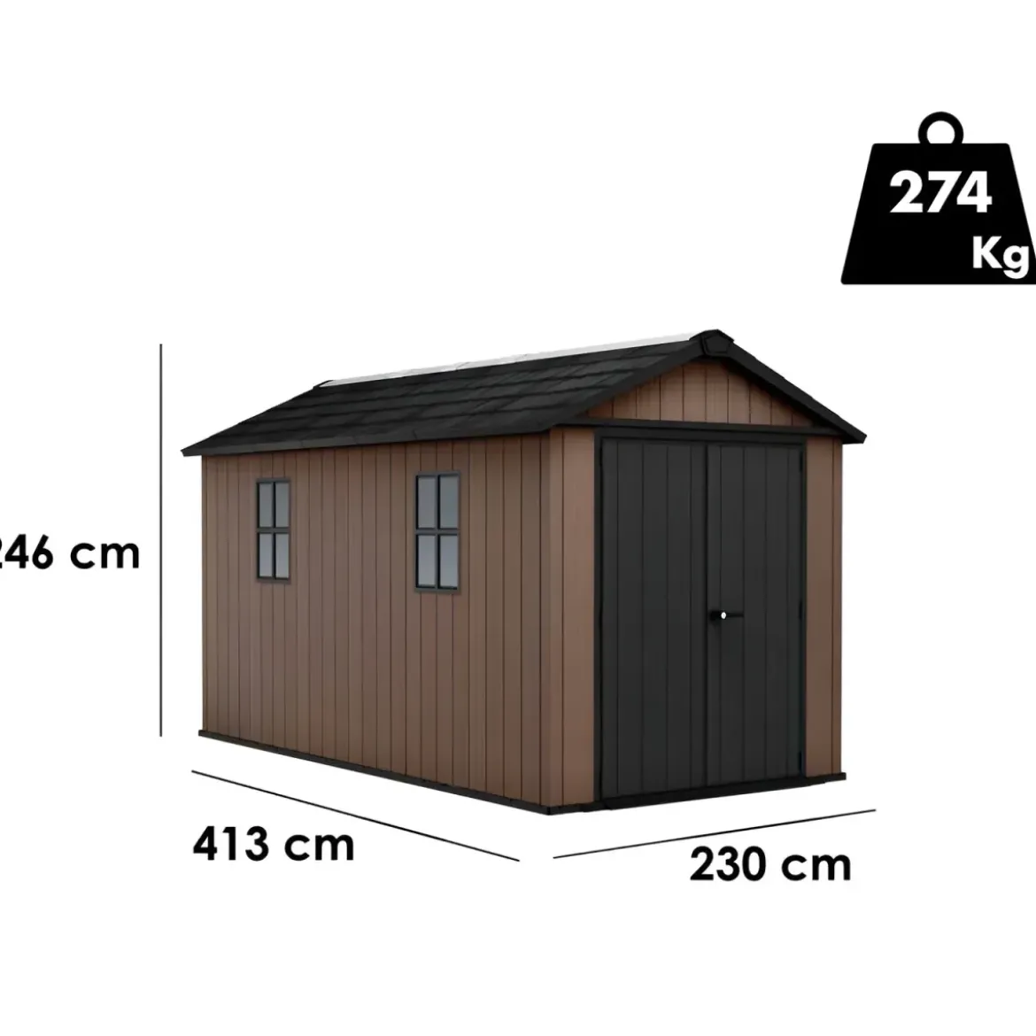 Keter Newton Plus Casetta da Giardino 230x413 PVC Effetto Legno 2 Ante