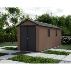 Keter Newton Plus Casetta da Giardino 230x539 PVC Effetto Legno 2 Ante