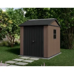 Keter Newton Plus Casetta da Giardino PVC Effetto Legno 230x224 Finestre