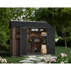 Keter Newton Plus Casetta da Giardino 230x287 PVC Effetto Legno 2 Ante