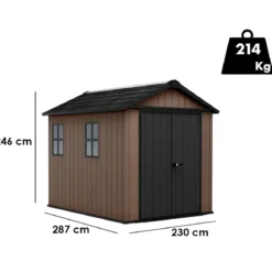 Keter Newton Plus Casetta da Giardino 230x287 PVC Effetto Legno 2 Ante