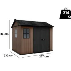 Keter Newton Plus Casetta da Giardino 230x287 PVC Effetto Legno 2 Ante