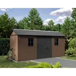 Keter Newton Plus Casetta da Giardino 230x476 PVC Effetto Legno 2 Ante