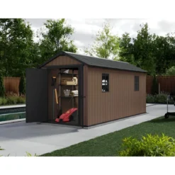 Keter Newton Plus Casetta da Giardino 230x476 PVC Effetto Legno 2 Ante