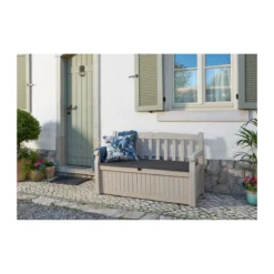 Keter Panchina Baule Effetto Legno Contenitore Apribile Esterno Beige Cassapanca