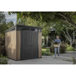 Keter Pent Casetta da Giardino 2x2 Resina Effetto Legno Doghe Veneziane