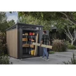 Keter Pent Casetta da Giardino 2x2 Resina Effetto Legno Doghe Veneziane