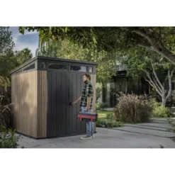 Keter Pent Casetta da Giardino 2x2 Resina Effetto Legno Doghe Veneziane
