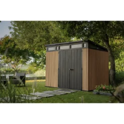 Keter Pent Casetta da Giardino 277x218 Resina Effetto Legno Finestre