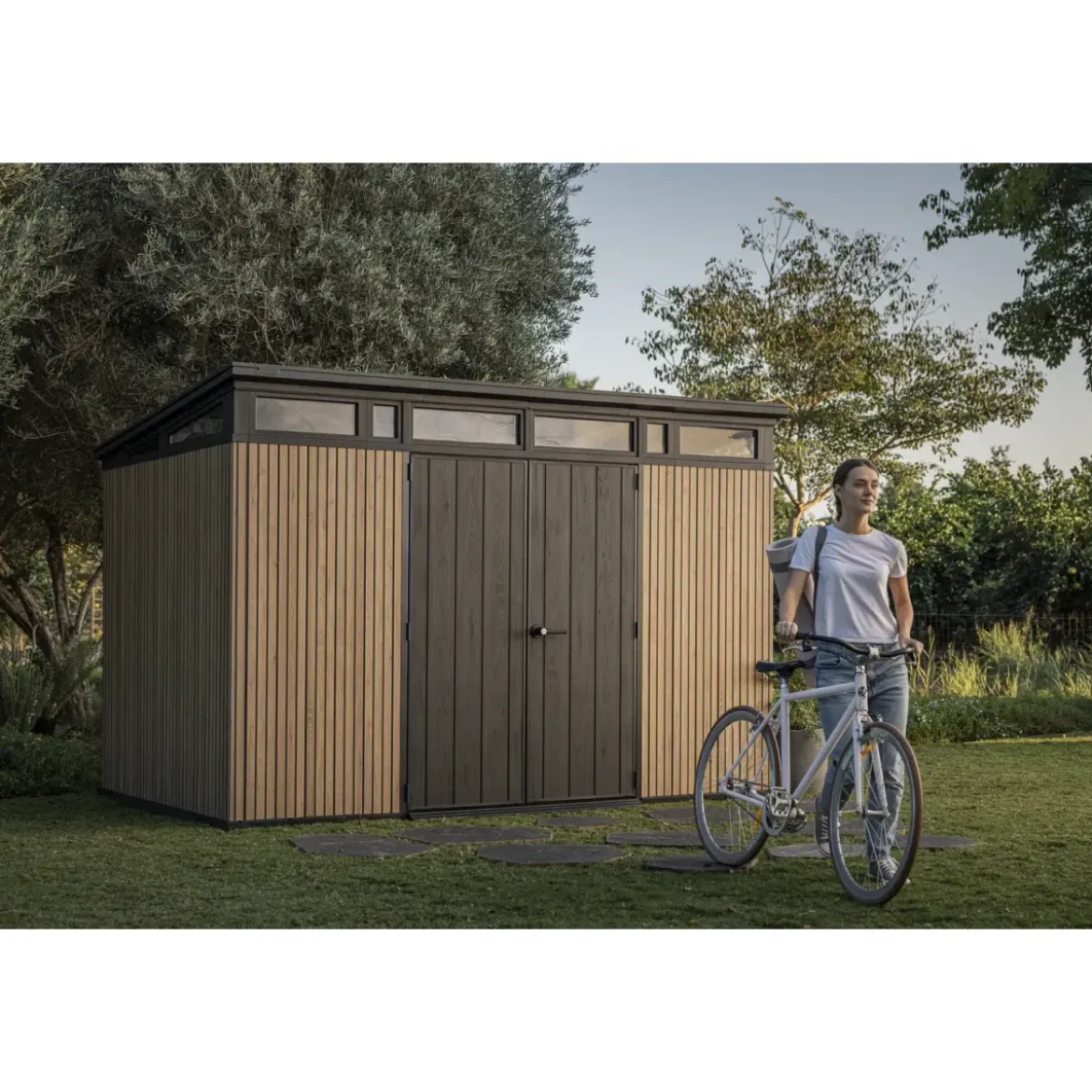Keter Pent Casetta da Giardino 340x218 Resina Effetto Legno Doppia Porta