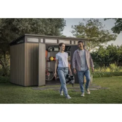 Keter Pent Casetta da Giardino 340x218 Resina Effetto Legno Doppia Porta