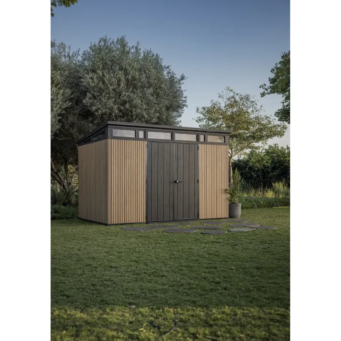 Keter Pent Casetta da Giardino 340x218 Resina Effetto Legno Doppia Porta