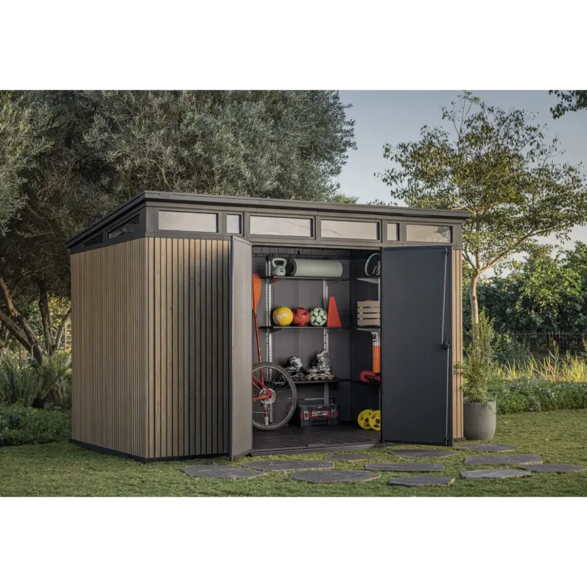 Keter Pent Casetta da Giardino 340x218 Resina Effetto Legno Doppia Porta