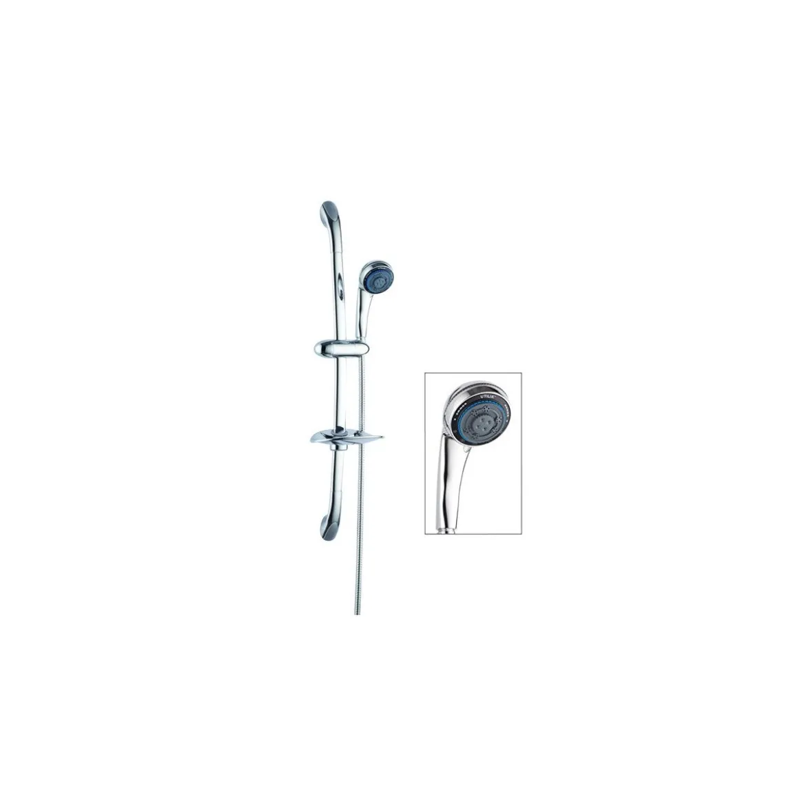 Kit Asta Saliscendi per Doccia Completo Colonna e Portasapone Bagno