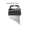Kit 8 Chiavi Fisse e Occhio Combinate Professionali Acciaio 8 19 mm a Forchetta