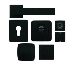Kit Maniglia Porta Blindata Nero con Accessori Quadri Completo