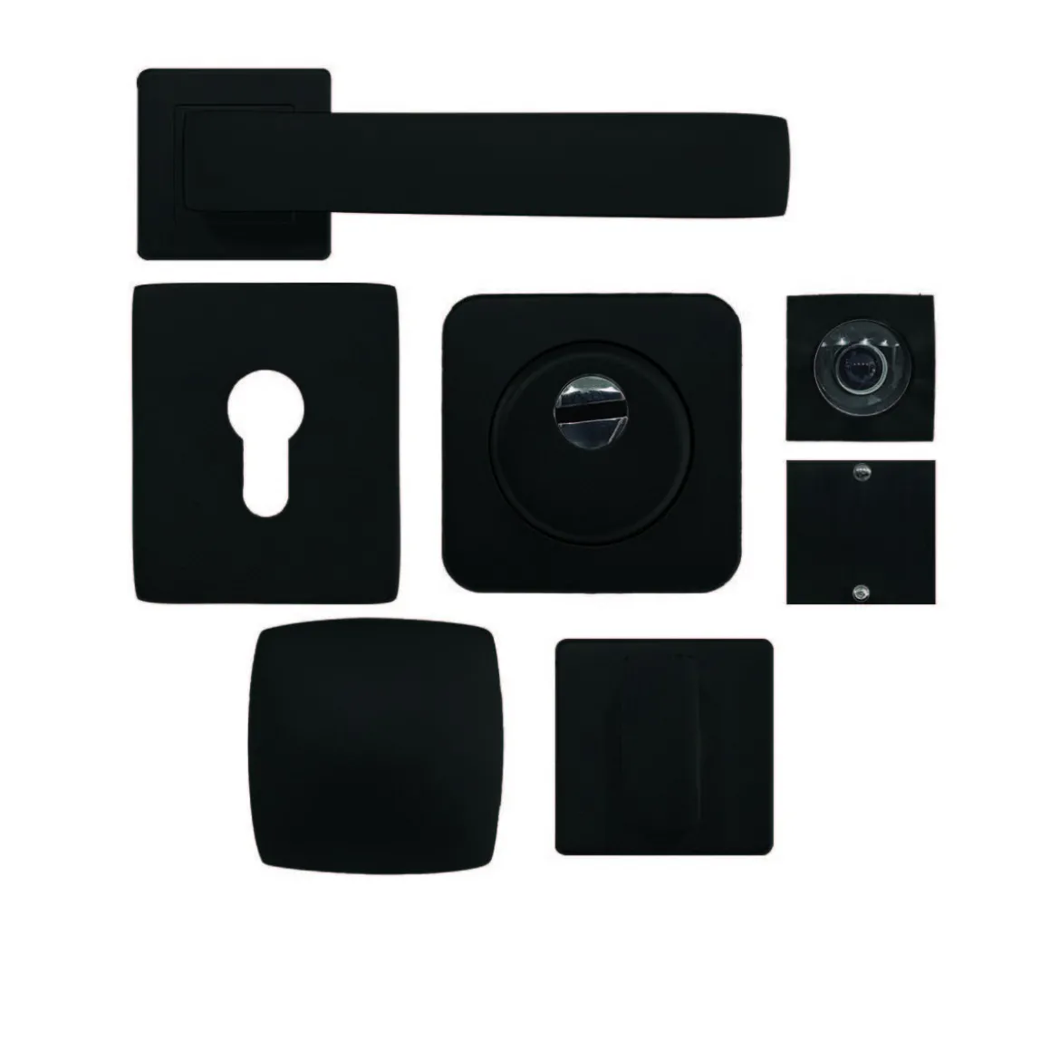 Kit Maniglia Porta Blindata Nero con Accessori Quadri Completo