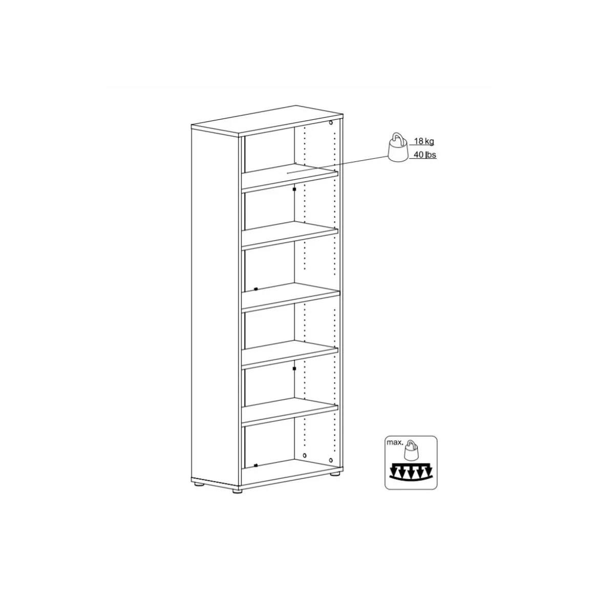Kit Mobile Libreria Alta 6 Ripiani Bianca Bassa Legno Moderna Cameretta Design