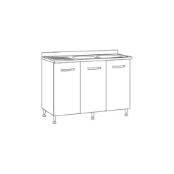 Kit Mobile Sotto Lavello 3 Ante 120 cm Senza Lavello in Legno Bianco da Cucina