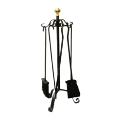 Kit 5 Pz Accessori Attrezzi per Camino Caminetto Pinza Paletta Cenere Barbecue
