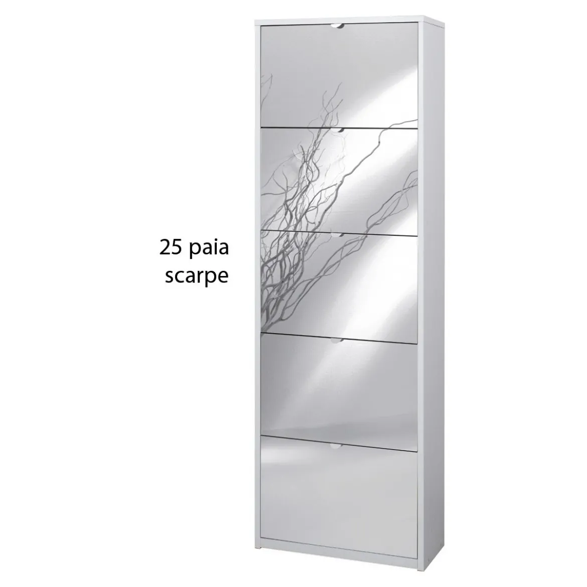 Kit Scarpiera Bianco Venato 5 Ante a Specchio Ribalta Doppia 25 paia Portascarpe