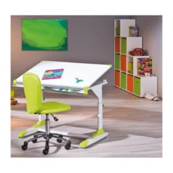 Kit Scrivania Inclinabile Bianca Cameretta Moderna Legno Metallo Tavolo Disegno