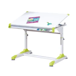 Kit Scrivania Inclinabile Bianca Cameretta Moderna Legno Metallo Tavolo Disegno