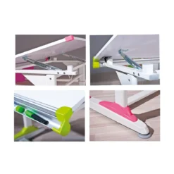 Kit Scrivania Inclinabile Bianca Cameretta Moderna Legno Metallo Tavolo Disegno
