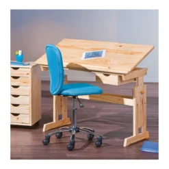 Kit Scrivania Pino Tavolo da Disegno Inclinabile in Legno Cameretta dei Bambini
