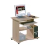 Kit Scrivania Portapc Rovere Cameretta Moderna Legno Tavolo con Ruote Cassetto