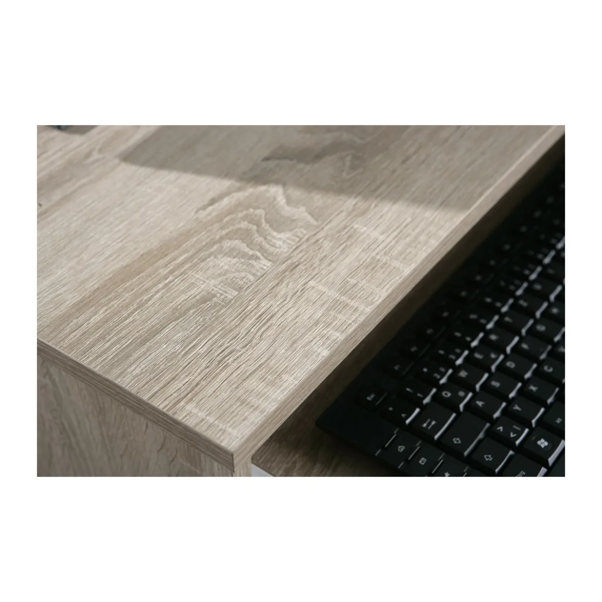 Kit Scrivania Portapc Rovere Cameretta Moderna Legno Tavolo con Ruote Cassetto