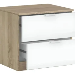 Kit Testiera Letto Singolo 90 cm con Comodino 2 Cassetti Rovere Bianco