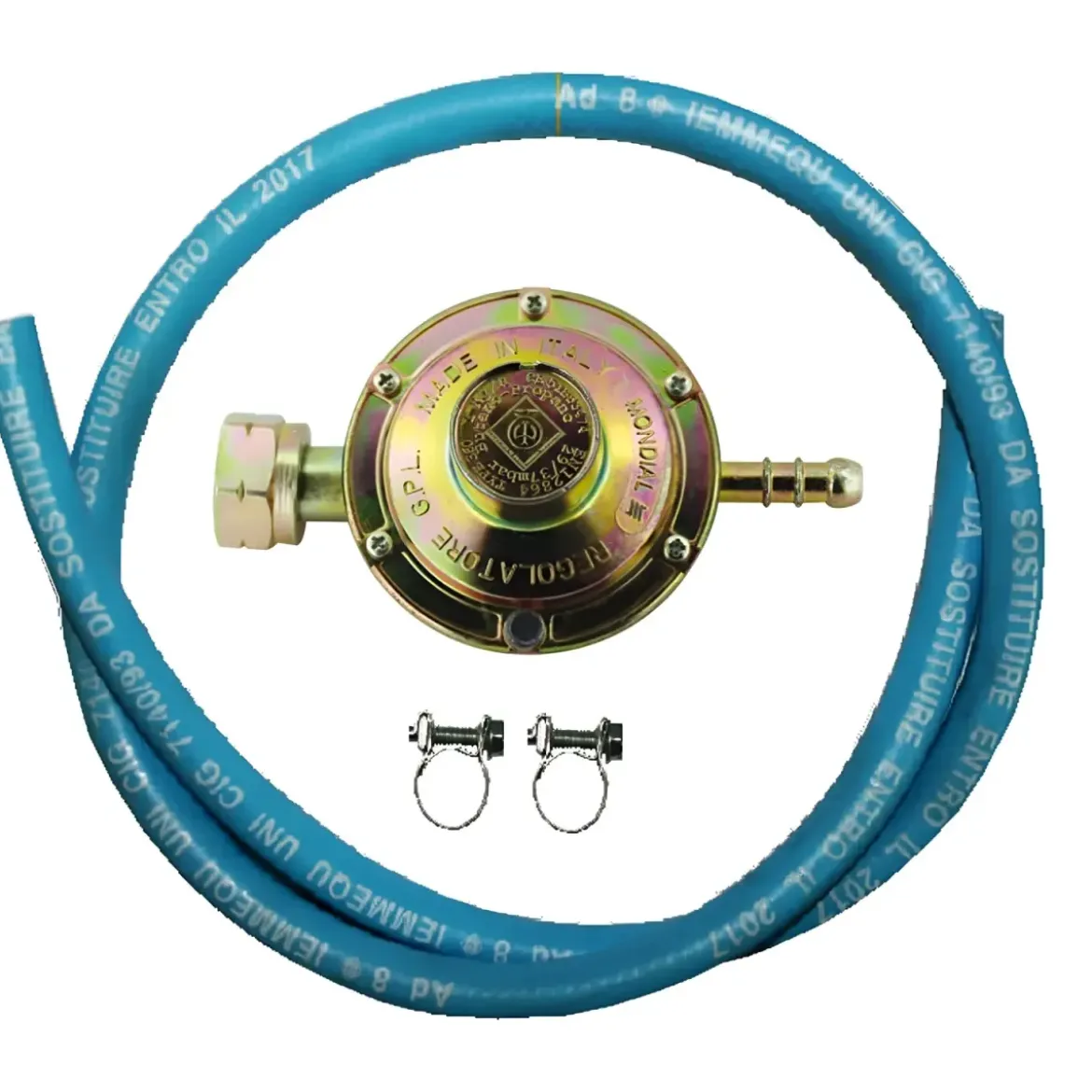 Kit Tubo Gas 50 cm Regolatore Fisso per Stufa GPL con Fascette