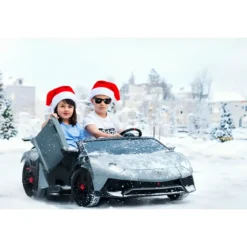Lamborghini AVENTADOR SVJ BIG Full Grigio Macchina Elettrica per Bambini