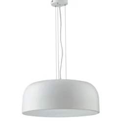 Lampada a Sospensione in Metallo Bianco con Diffusore Luce Design Moderno