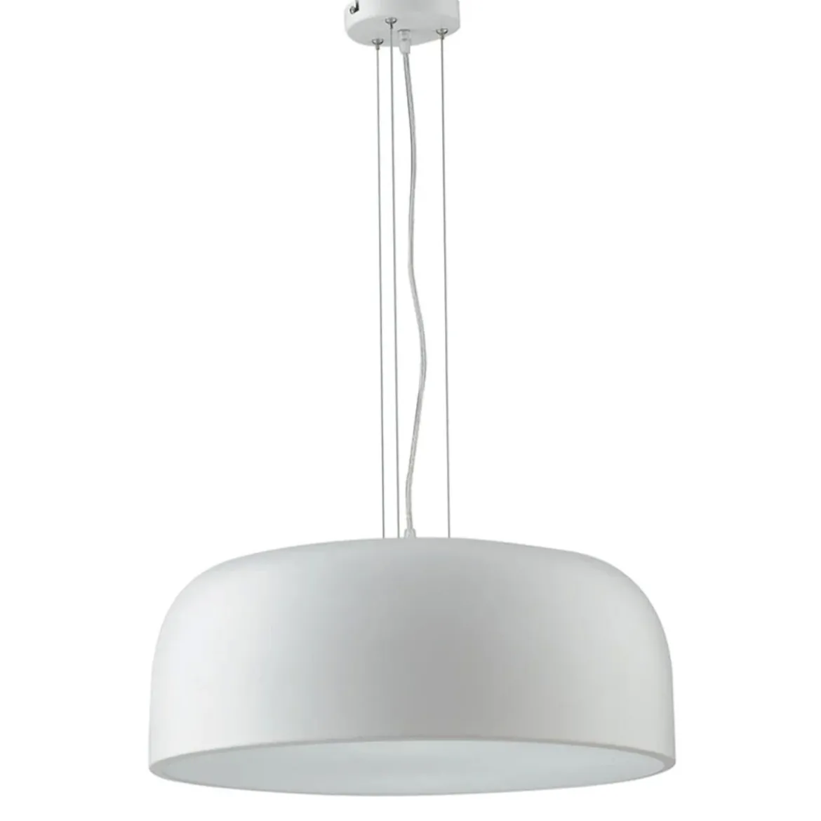 Lampada a Sospensione in Metallo Bianco con Diffusore Luce Design Moderno