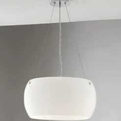 Lampada a Sospensione in Vetro Lampadario con Diffusore Bianco Moderno
