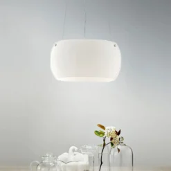 Lampada a Sospensione in Vetro Lampadario con Diffusore Bianco Moderno
