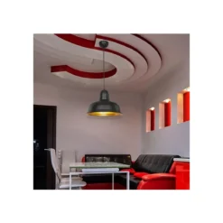 Lampada a Sospensione per Camera Salone in Metallo Nero Lampadario Sospeso