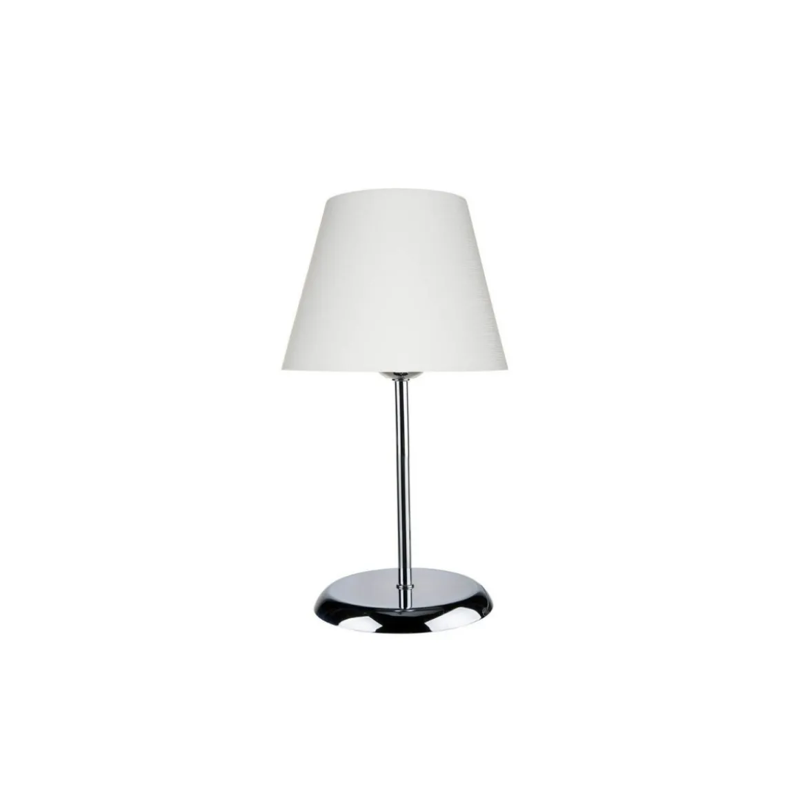 Lampada da Comodino Cromata Paralume in Tessuto E27 Bianco Tavolo Scrivania