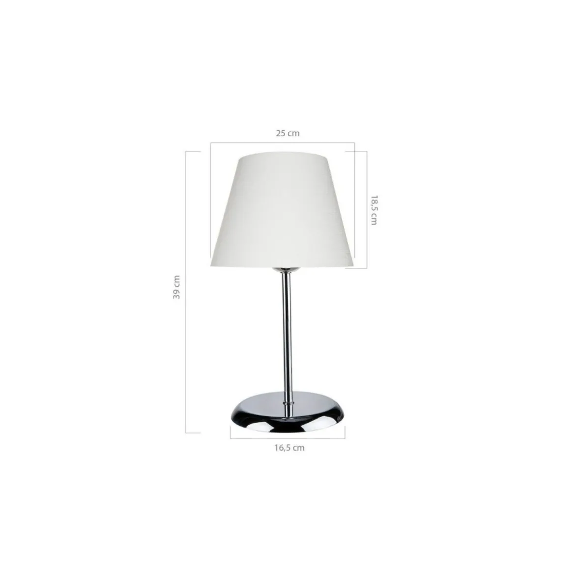 Lampada da Comodino Cromata Paralume in Tessuto E27 Bianco Tavolo Scrivania
