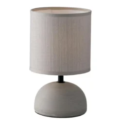 Lampada da Tavolo Grigia Lumetto in Ceramica con Paralume in Tessuto