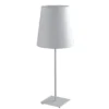 Lampada da Tavolo Moderna in Metallo Bianco con Paralume in Tessuto