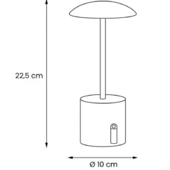 Lampada da Tavolo Ricaricabile Nera con Regolatore di Luminosità