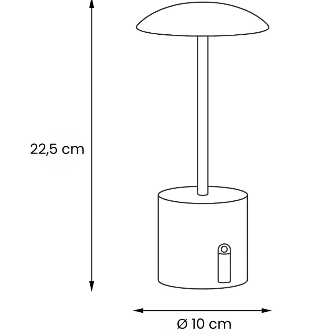 Lampada da Tavolo Ricaricabile Nera con Regolatore di Luminosità
