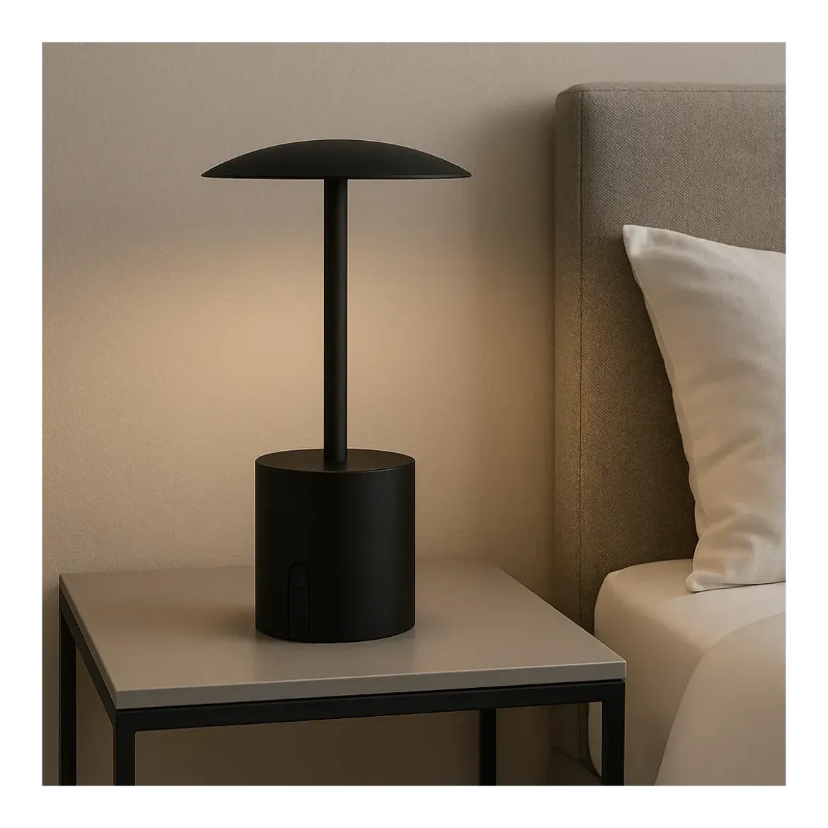 Lampada da Tavolo Ricaricabile Nera con Regolatore di Luminosità