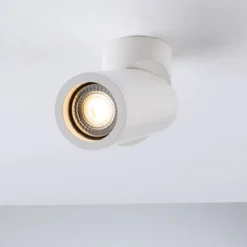 Lampada Faretto Orientabile a Soffitto Plafoniera Rotonda Bianca