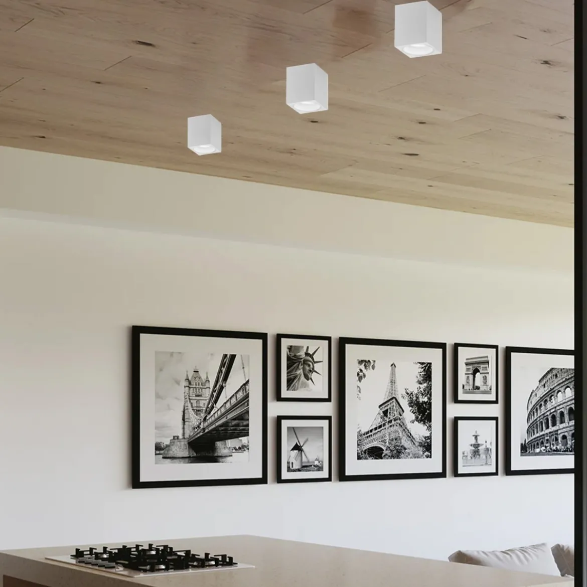 Lampada in Alluminio Faretto da Soffitto Punto Luce Quadrato Bianco Opaco