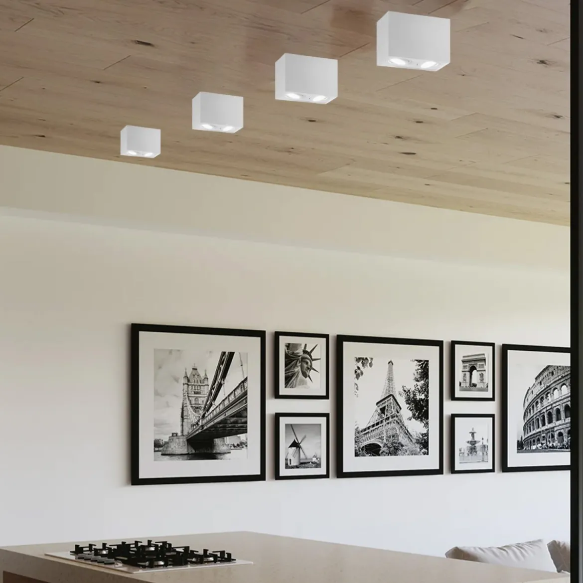 Lampada in Alluminio Intec da Soffitto 2 Punti Luce Orientabili Bianco
