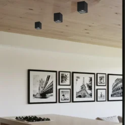 Lampada in Alluminio Nero Opaco Faretto da Soffitto Punto Luce Quadrato